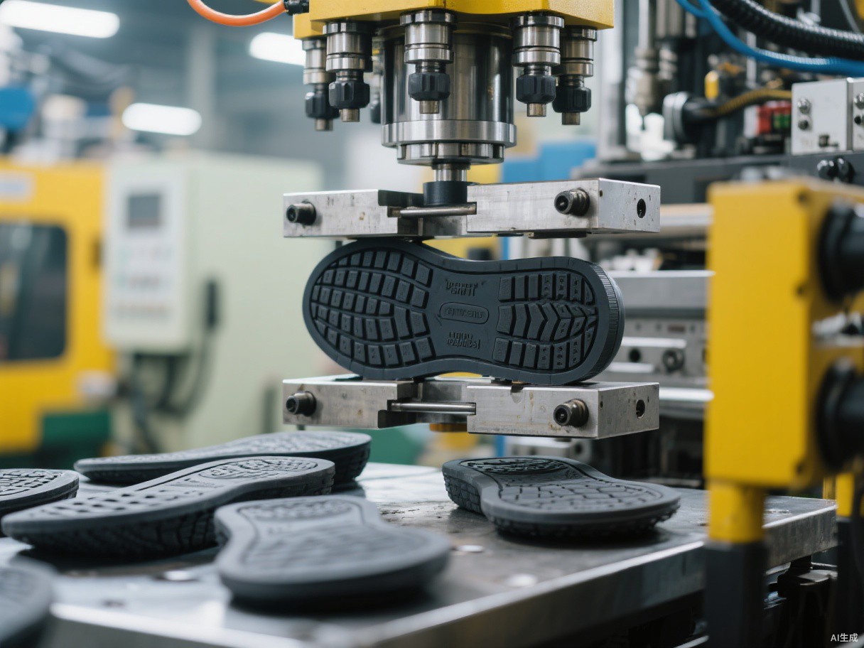 Direct injection PU boot outsole molding at China boots factory