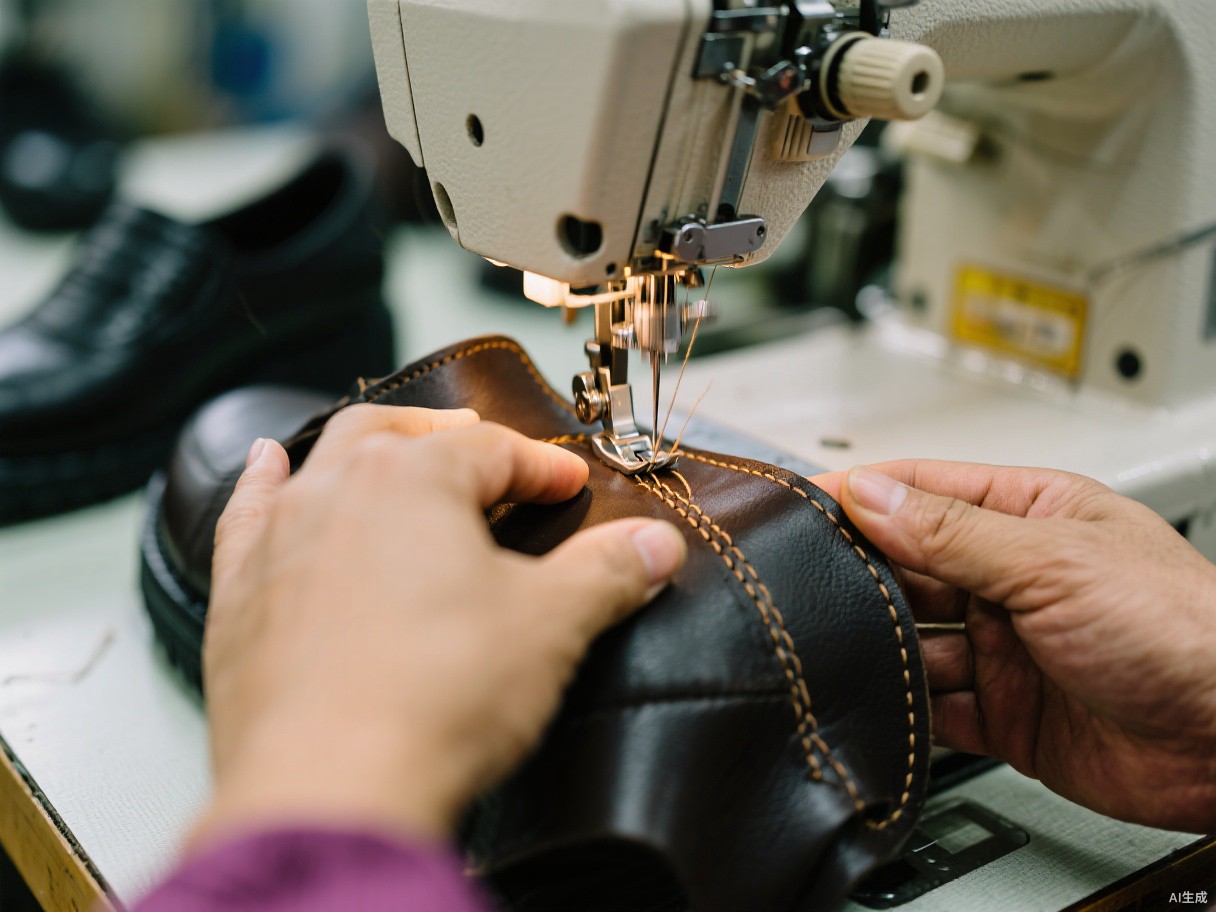Shoe manufacturer China stitching workshop workers sewing uppers